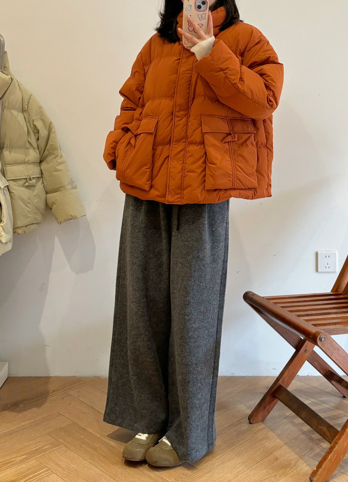 【杭州S姐精品女装】90白鸭绒立领羽绒服女冬季宽松加厚外套07024