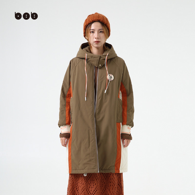 白目自|原创设计棉服女冬季2022年新款中长款外套ins港风连帽小众