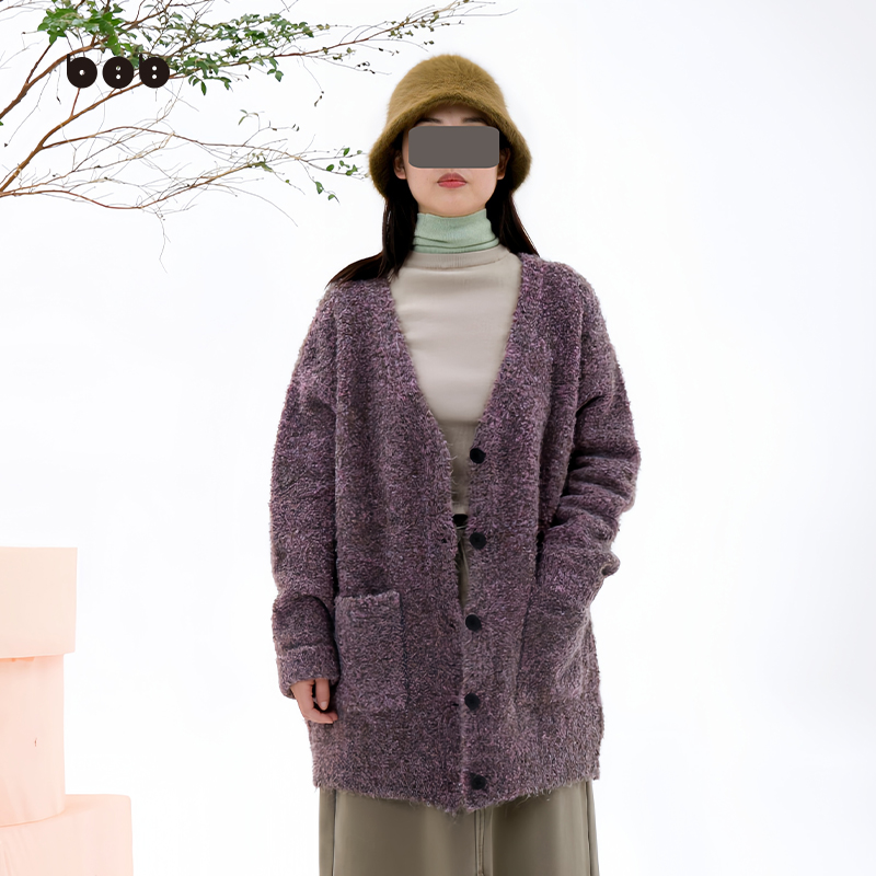 白目自女装毛衣外套女2023冬新品女士保暖百搭小众设计感开衫上衣