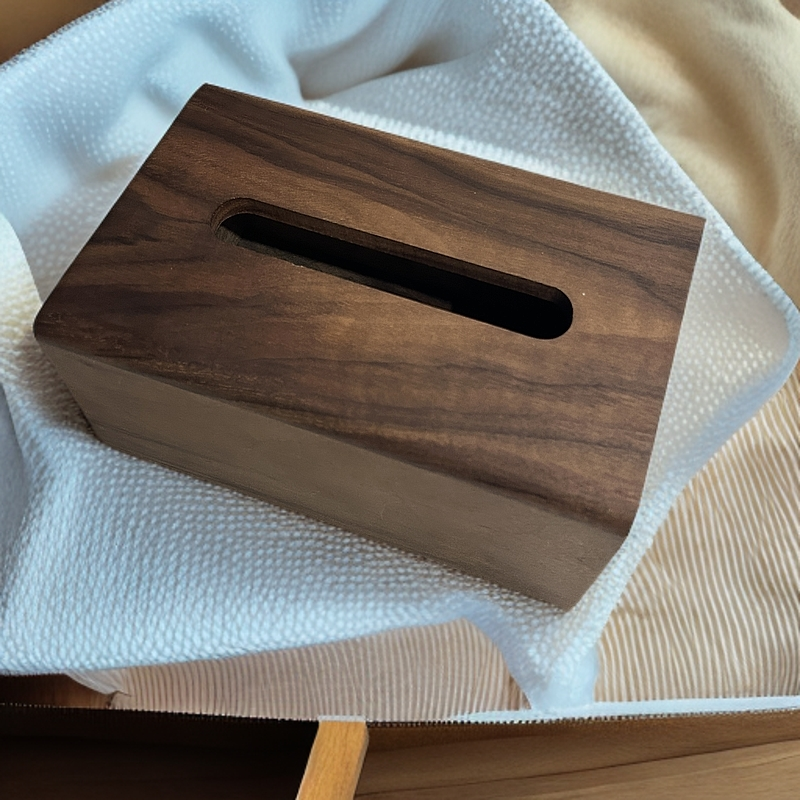 北美黑胡桃实木纸巾盒抽纸盒家用木制高档简约轻奢收纳盒方形木质
