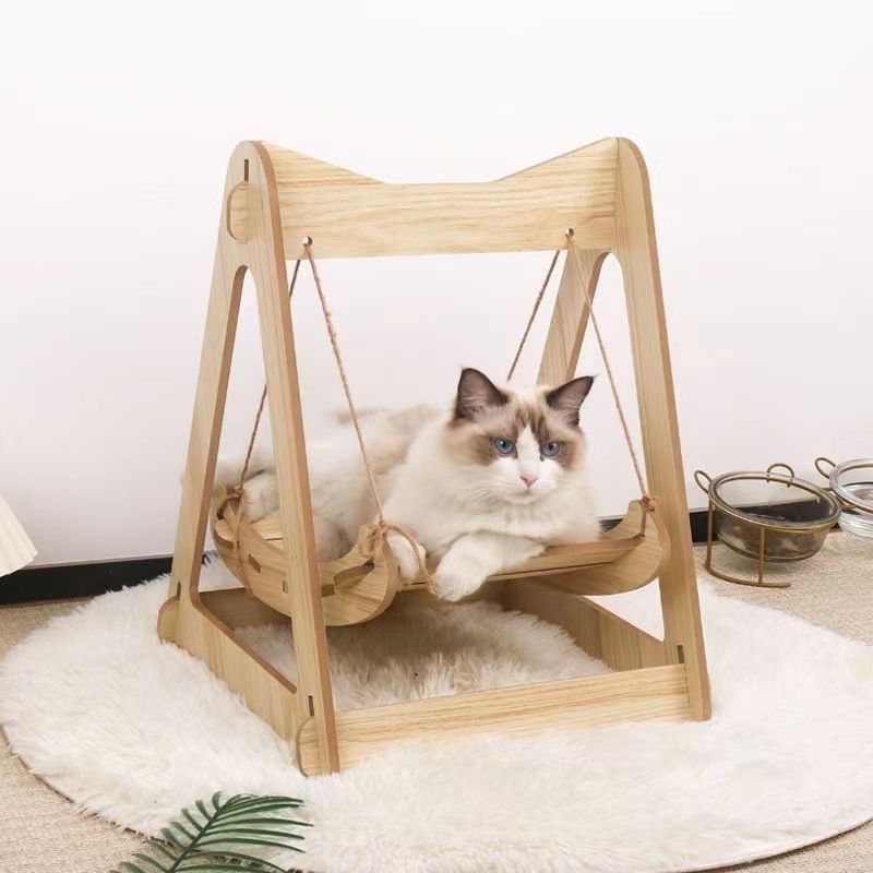 木质摇床猫窝简约睡觉精致耐用冬季结实摇摇床升级经典方便安装