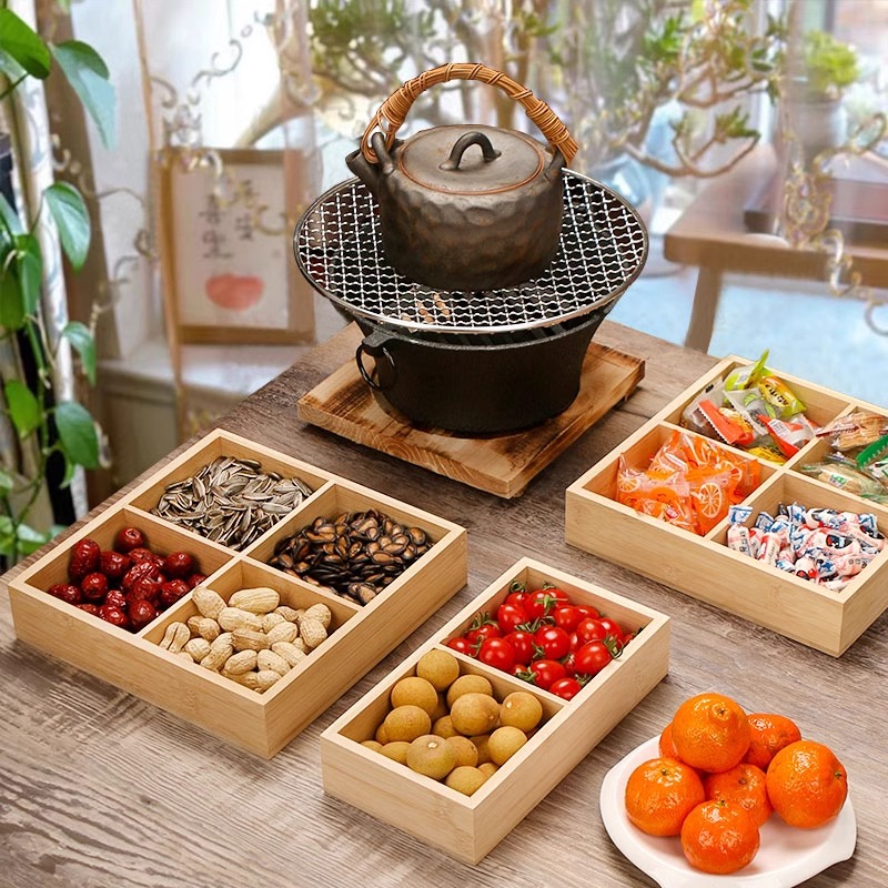 早茶零食糕点宫格家用干果盘水果零食盘围炉煮茶点心托盘分格盘