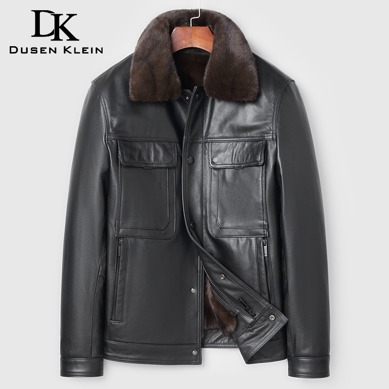 海宁真皮皮衣头层牛皮夹克加绒可脱卸内胆毛领加厚冬季外套