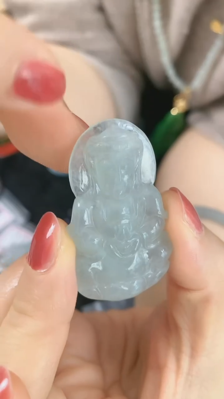 【闪购商品】翡翠吊坠(不含链)足金镶嵌翡翠观音吊坠