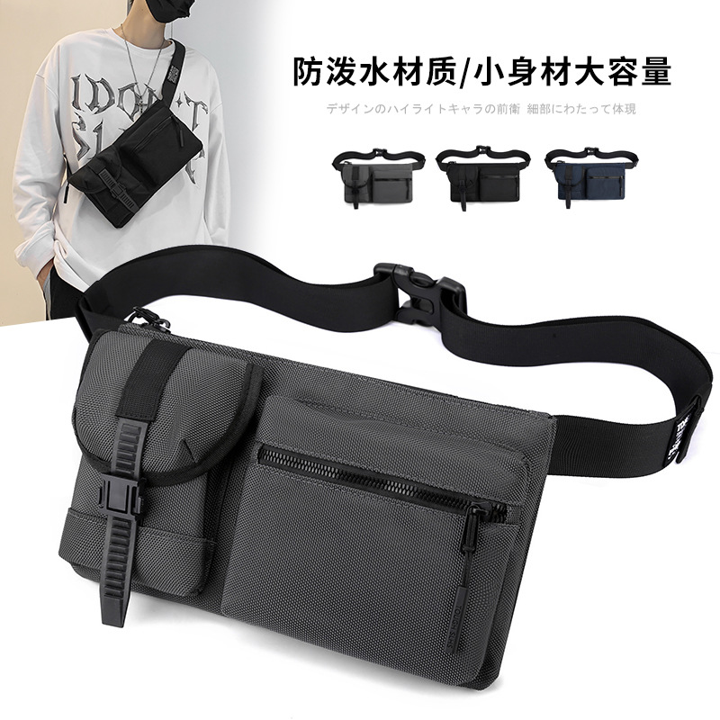 新款潮牌斜挎男包韩版男士胸包斜挎包户外运动腰包嘻哈潮流挎包