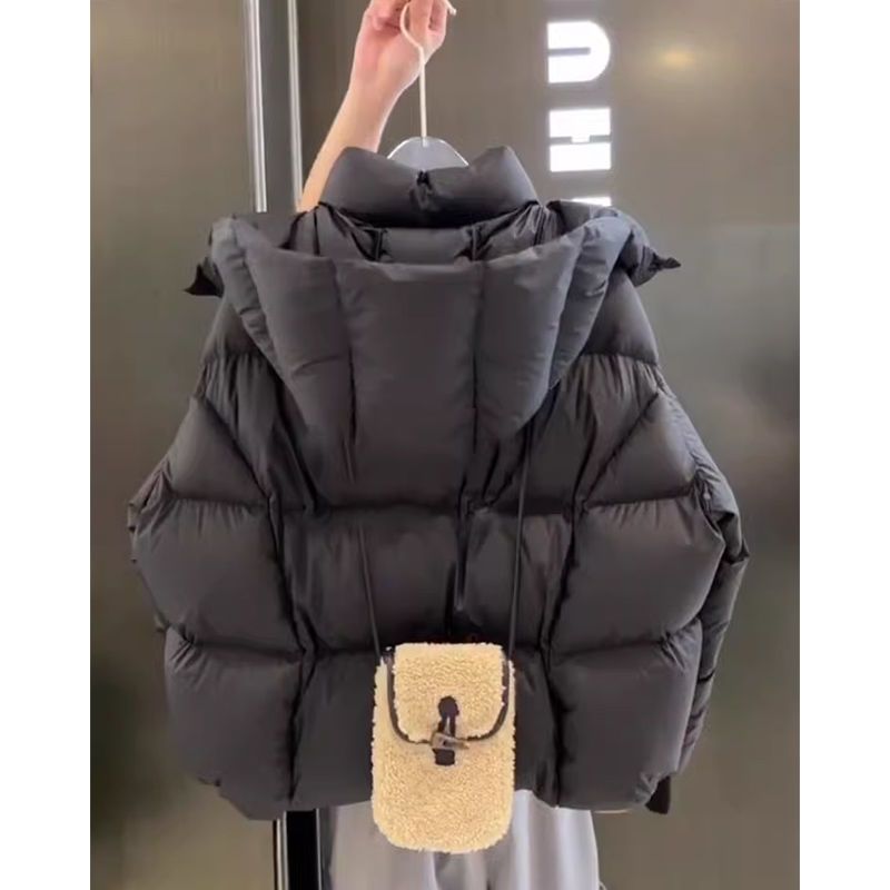 2023新款爆款高级感超好看粉色连帽羽绒衣棉服韩系慵懒风外套冬季