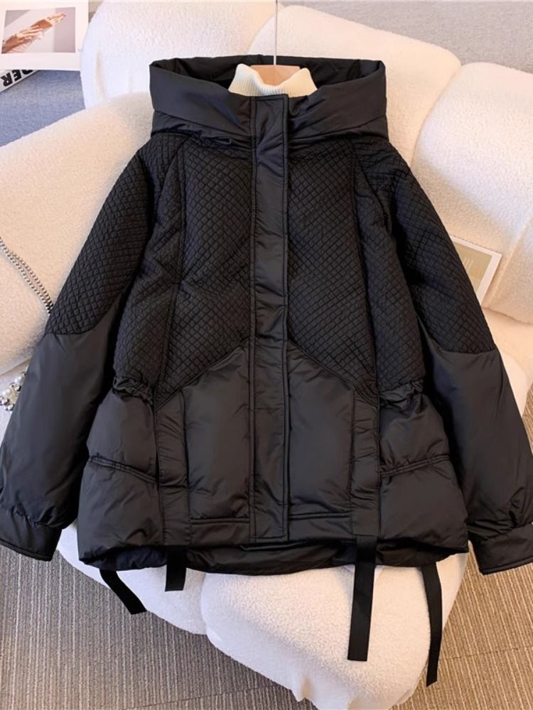 大码今年流行连帽长袖棉袄女冬季微胖MM高级感显瘦羽绒衣棉外套爆