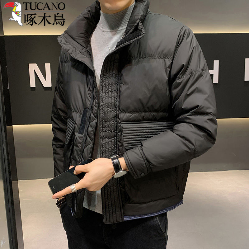 男士高档白鸭绒外套中青年冬季休闲帅气短款轻薄保暖羽绒服