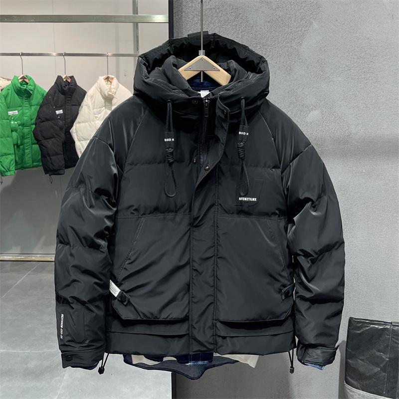 冬季新款连帽羽绒服男潮流宽松休闲白鸭绒工装加厚羽绒衣防寒外套