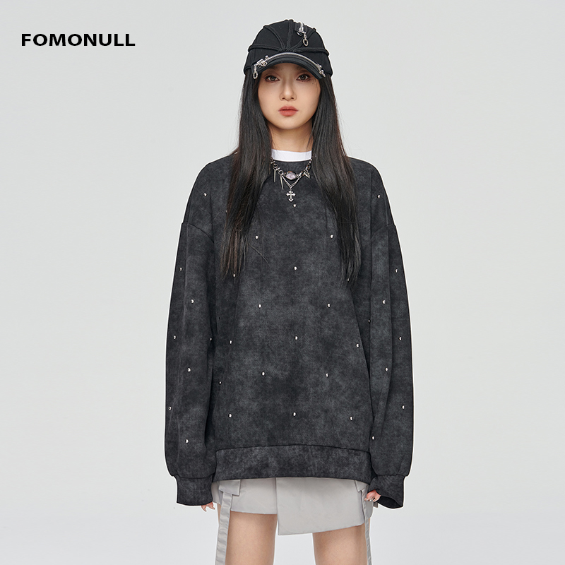 fomonull潮牌男女长袖复古圆领休闲美式情侣款宽松卫衣秋冬上衣