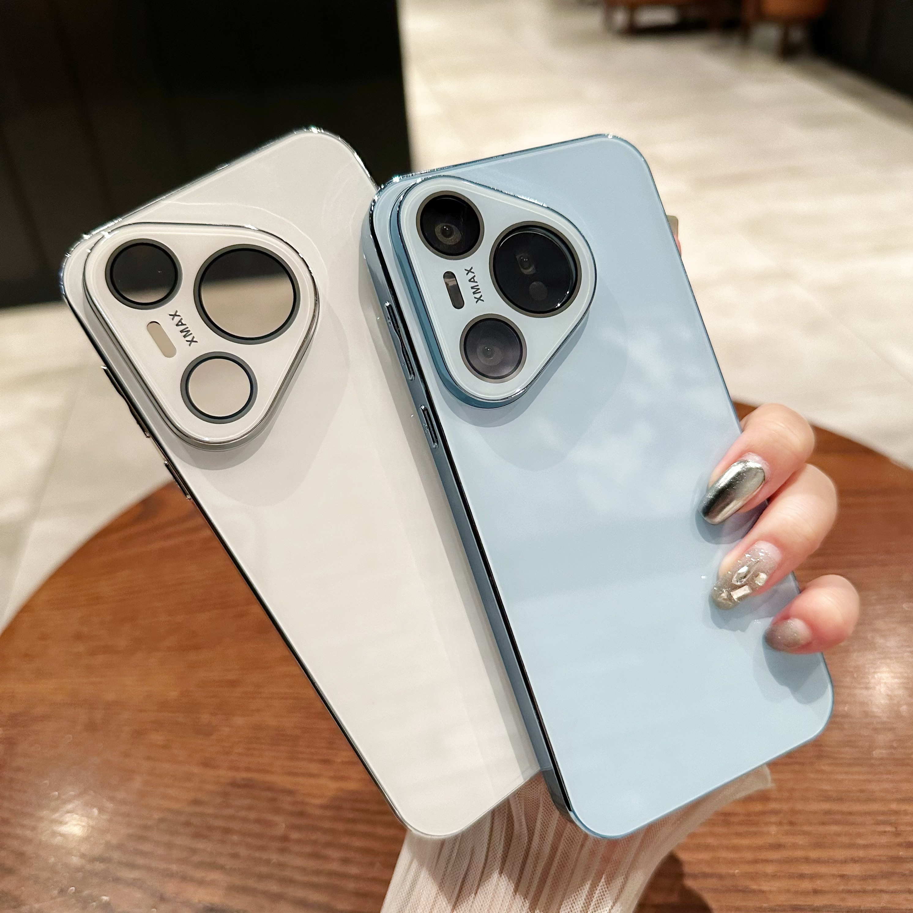 高级奢华冰晶玻璃适用华为P70pro手机壳带镜头膜纯色保护套新款壳