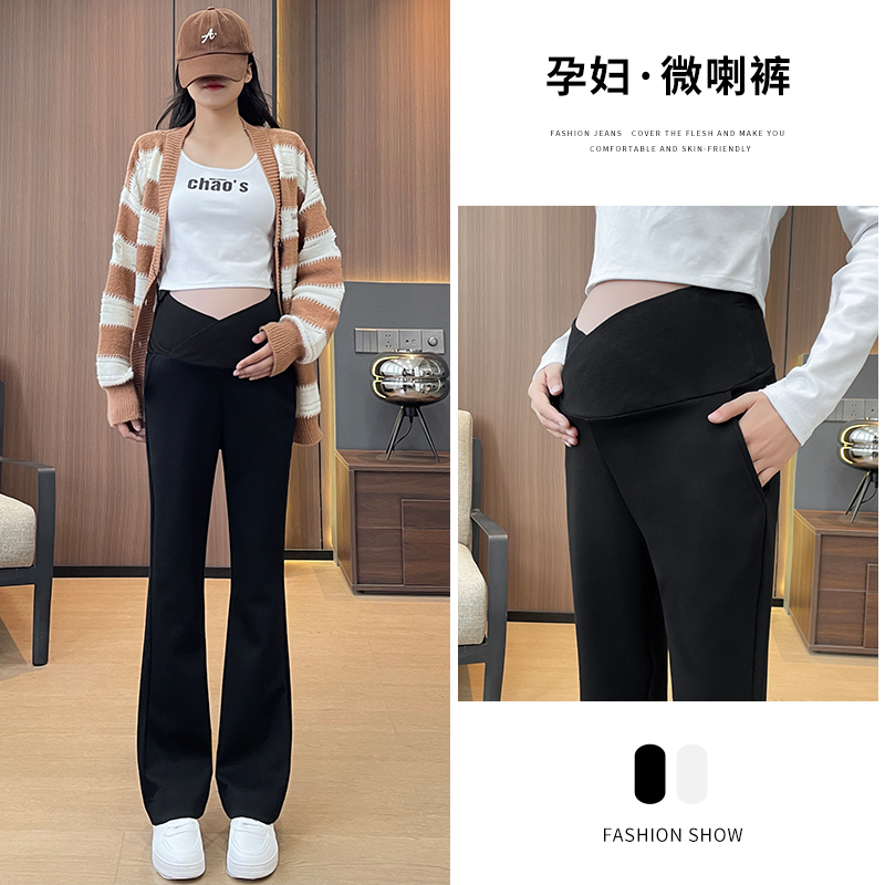 孕妇裤子春秋款外穿喇叭裤低腰托腹显瘦不勒肚子小个子长裤春款