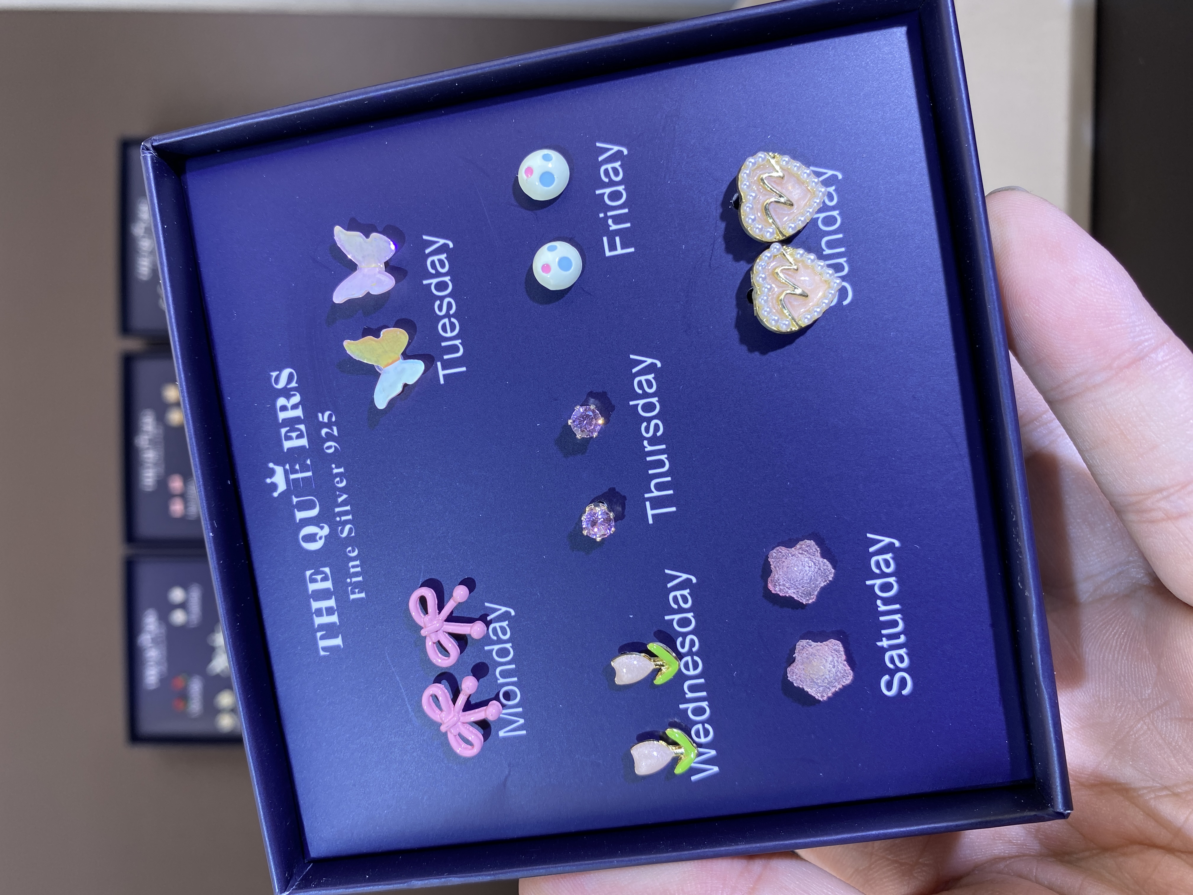 925银耳饰 4165-小清新蝴蝶七件套女银针甜美