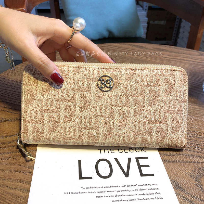 存钱包长款卡包大容量时尚钱夹简约百搭经典印花皮夹高档女士包包