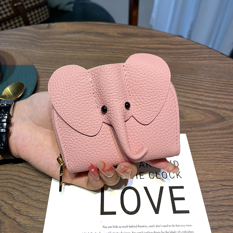 卡包女式2025新证件收纳卡夹精致小巧牛皮零钱包学生清新可爱小象