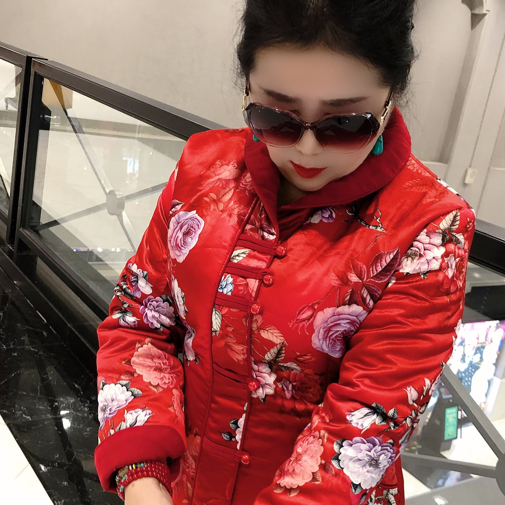 德莉娅唐装小棉衣中式时尚复古国风长袖修身冬季妈妈装