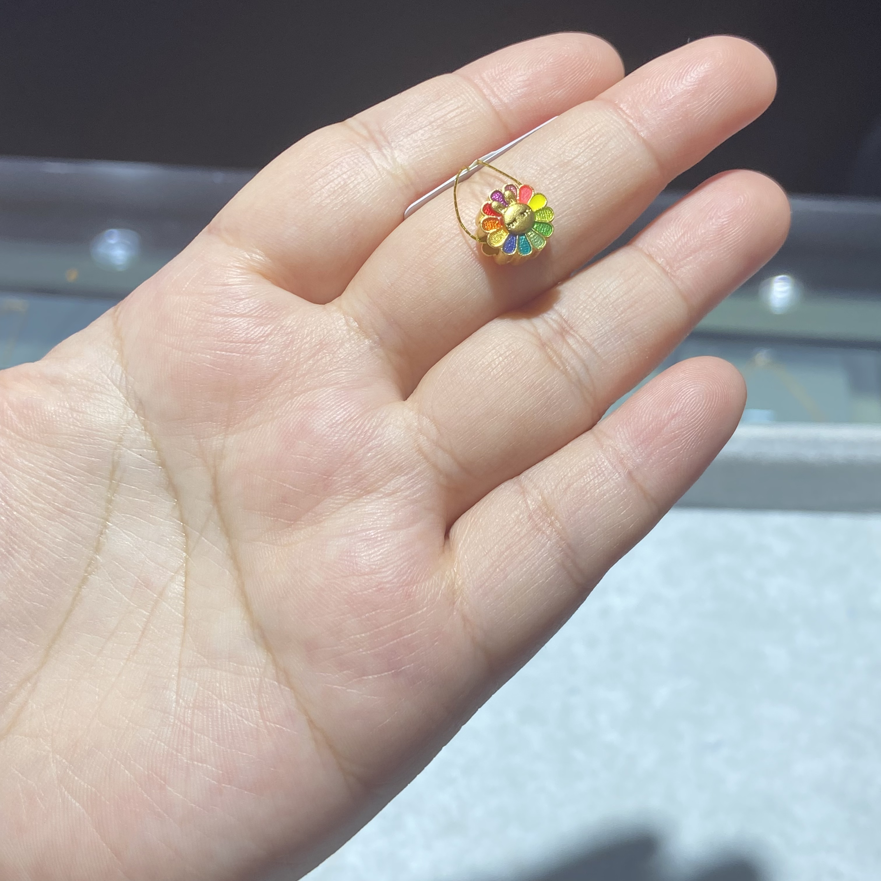 足金999 珐琅彩太阳花通孔 1.836