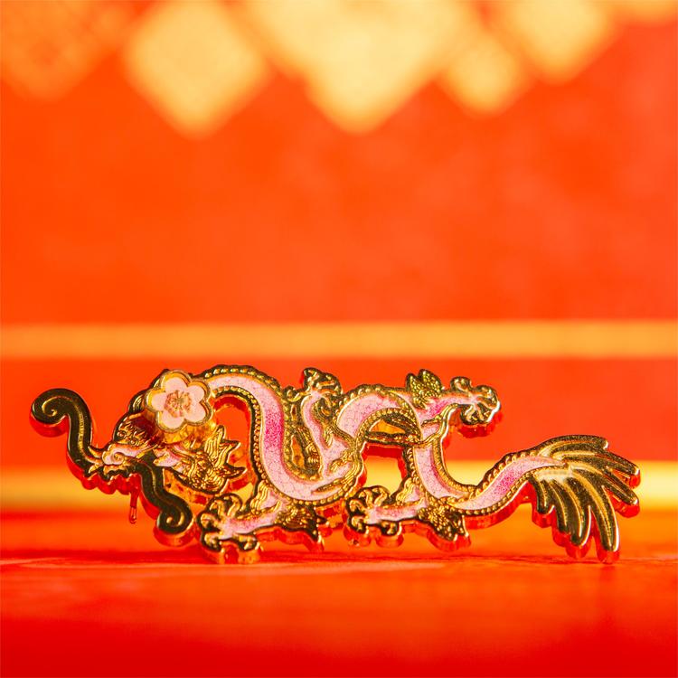 南京博物院文创神龙佑福桃花控龙胸针节日旅游纪念品礼物