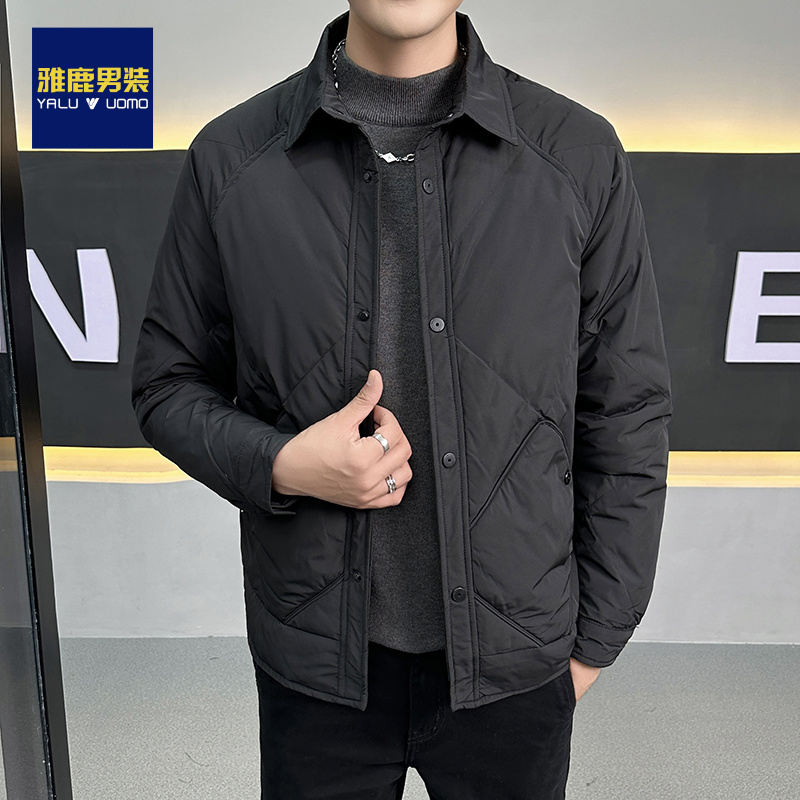 雅鹿男装羽绒服秋冬季男士户外时尚休闲百搭白鸭绒外套保暖羽绒衣