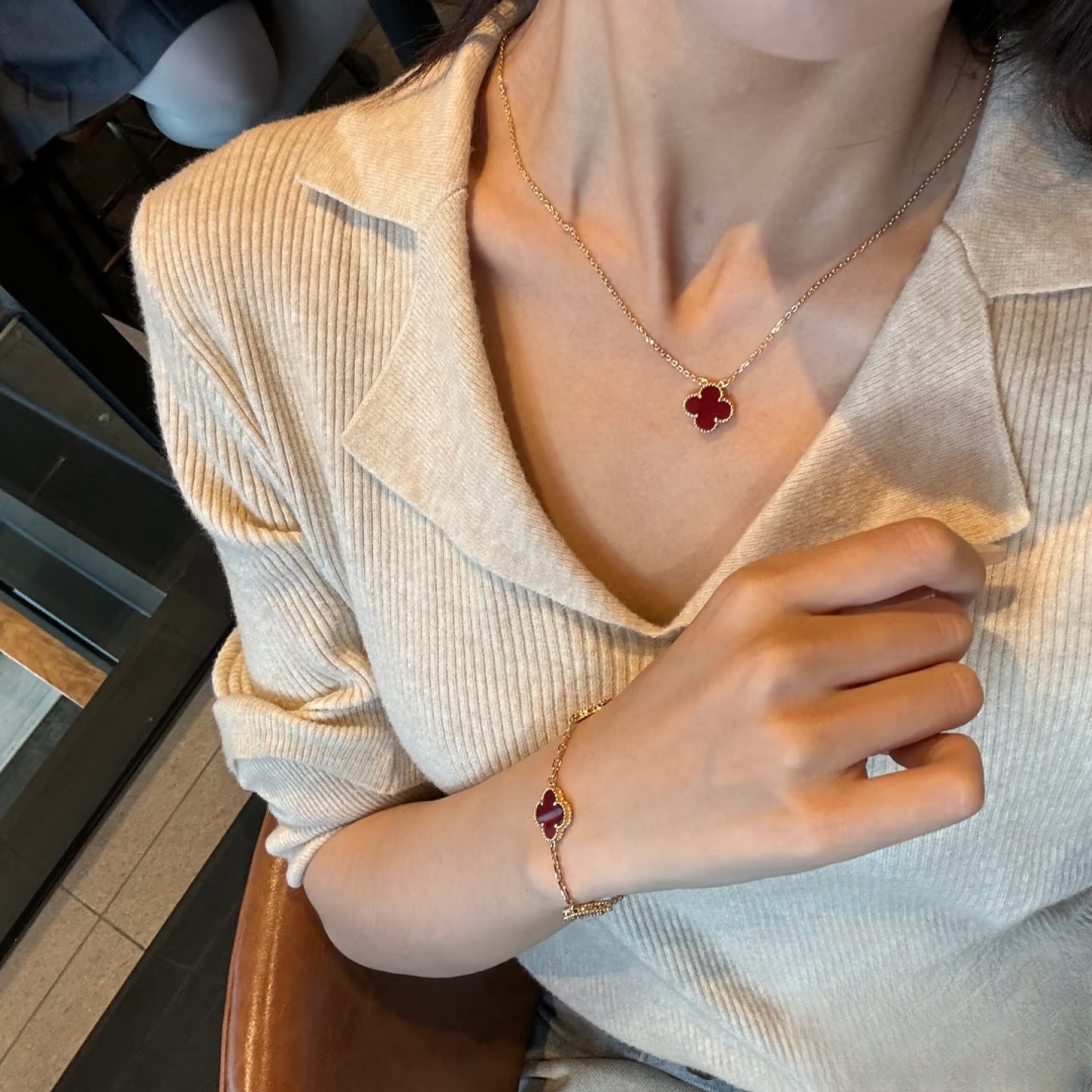 1263750黄金18k玫瑰金镶钻锁骨链