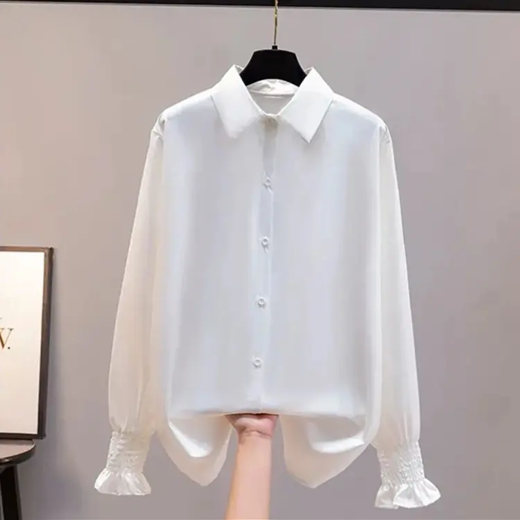 白色衬衫上衣女外套设计感小众宽松外穿春秋装新款衬衣配马甲内搭
