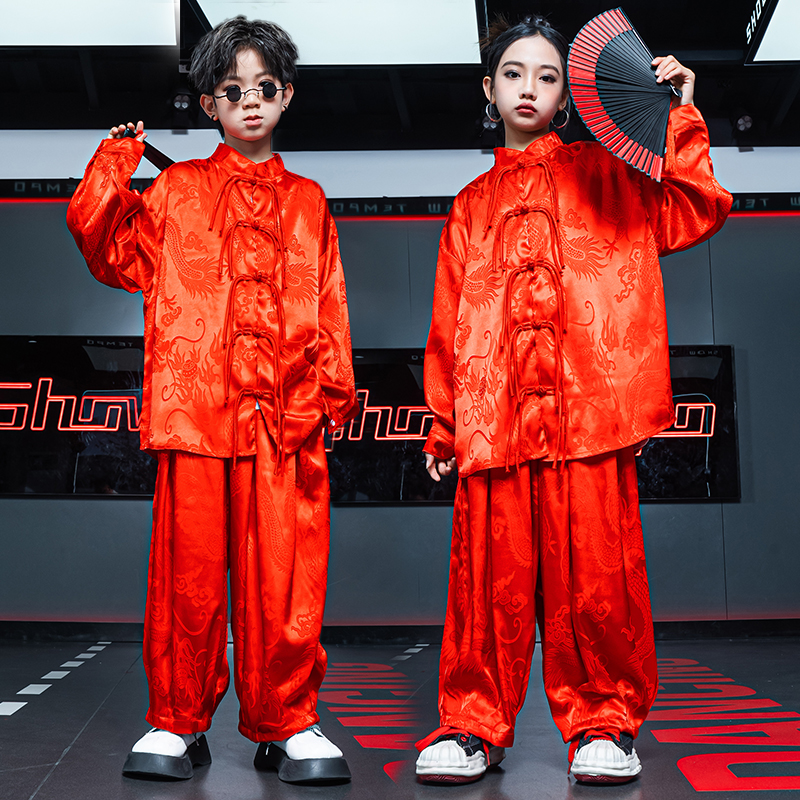 儿童汉服中国风2025年新款表演服男童街舞国潮女童演出服走秀拜年
