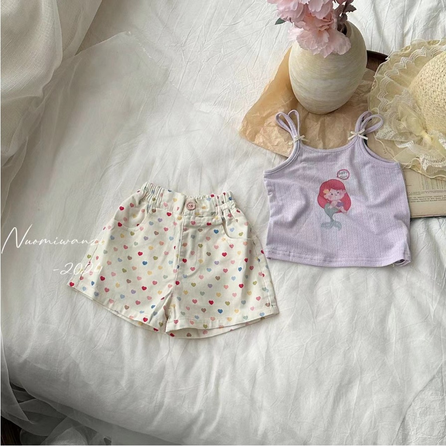 丸子十【现货】儿童韩系时尚透气爱心满印短裤（夏款）WZJ（S）-1060