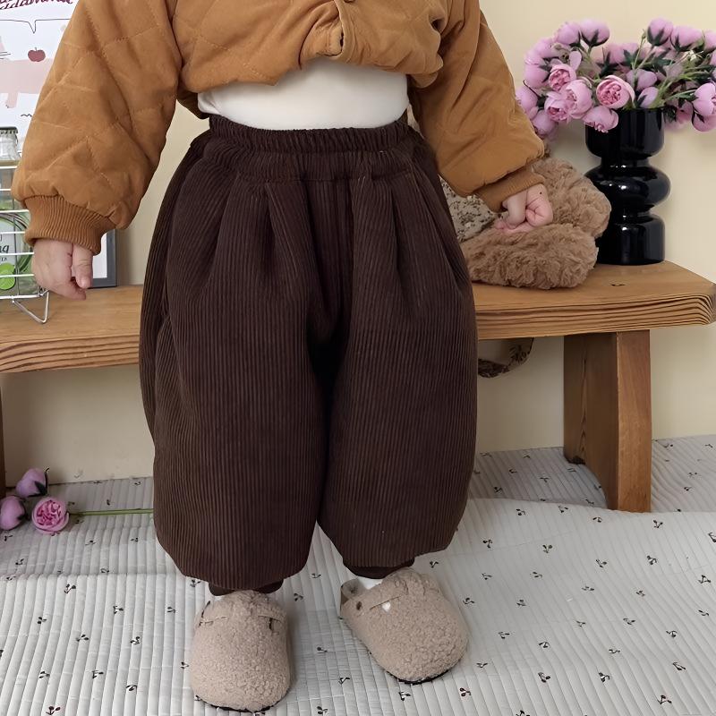 男女宝宝加绒裤子冬季新款小童灯芯绒长裤儿童宽松加厚休闲裤潮童