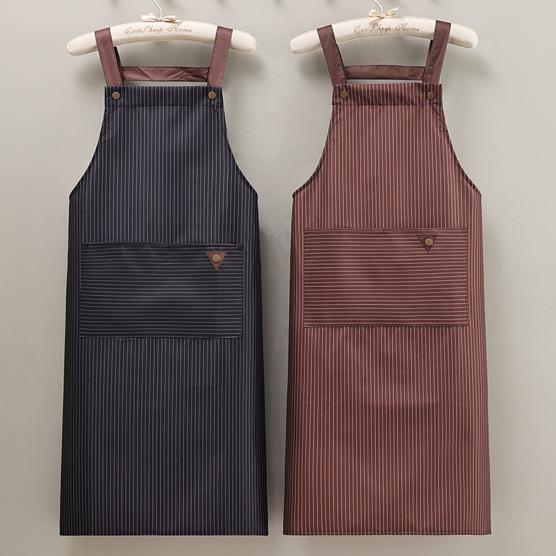简约洋气加长防水防油污围裙厨房家用做饭餐饮咖啡专用男女工作服
