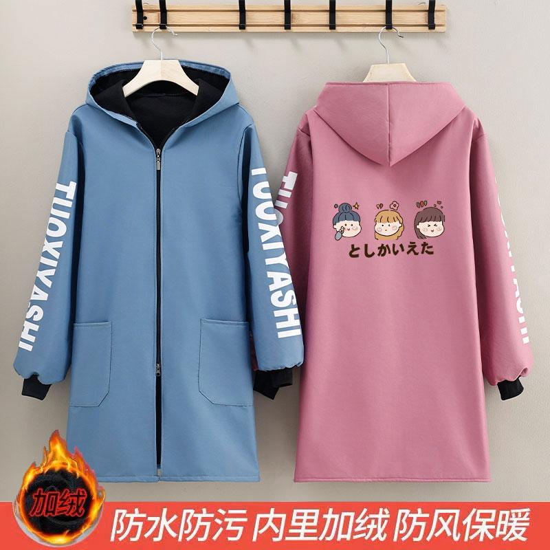 加绒时尚冬季全包围裙家用厨房做饭防水防油污耐脏工作服连帽罩衣