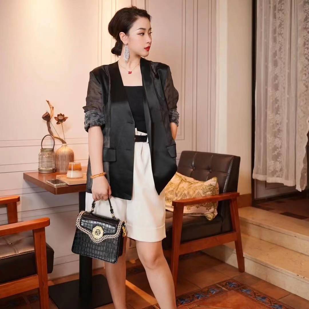 YNPO手工打造真皮女士手提包10443黑色没