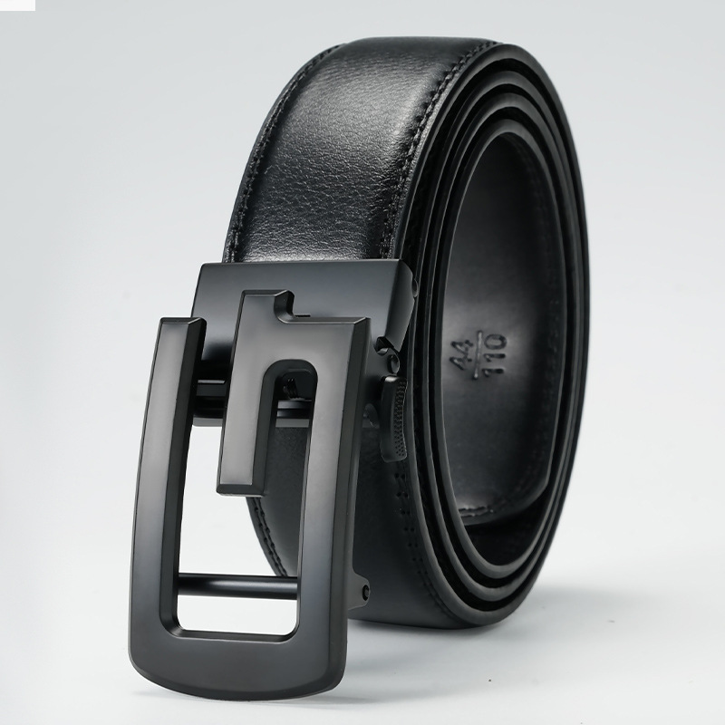 男士牛皮商务腰带新款百搭双面简约皮带传统自动扣男士皮带裤带女