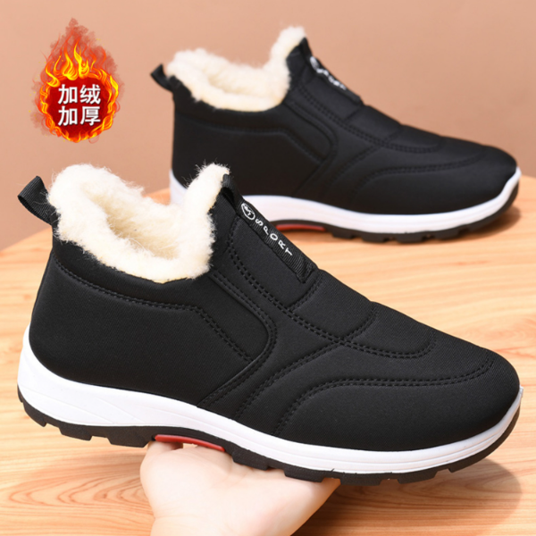 高帮男士棉鞋冬季加厚保暖中老年软底鞋一脚蹬爸爸鞋休闲鞋老人靴