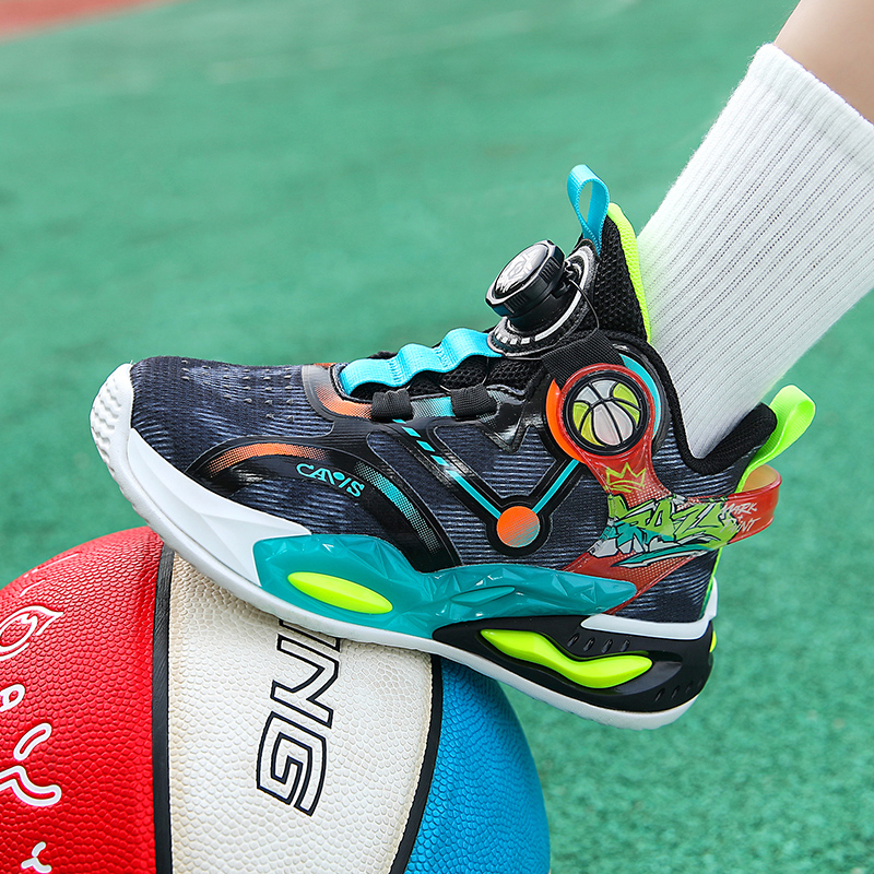 新品季回力休闲儿童篮球鞋男童鞋秋季2023学生运动球鞋旋转纽扣鞋