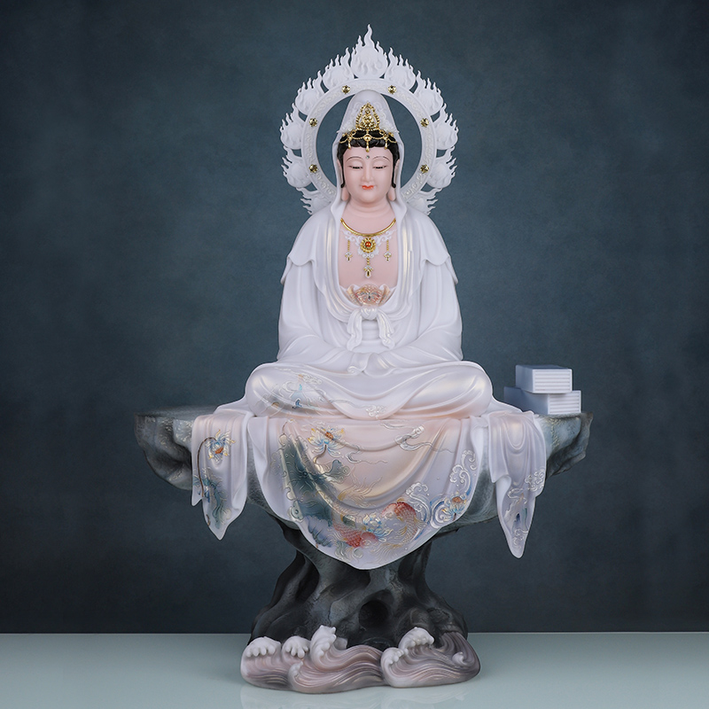 汉白玉静思观音居家摆件