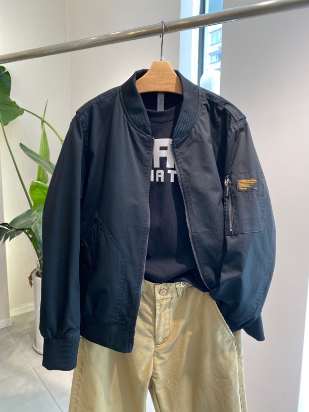 飞行员夹克男复古纯色春秋季工装上衣服棒球领外套潮