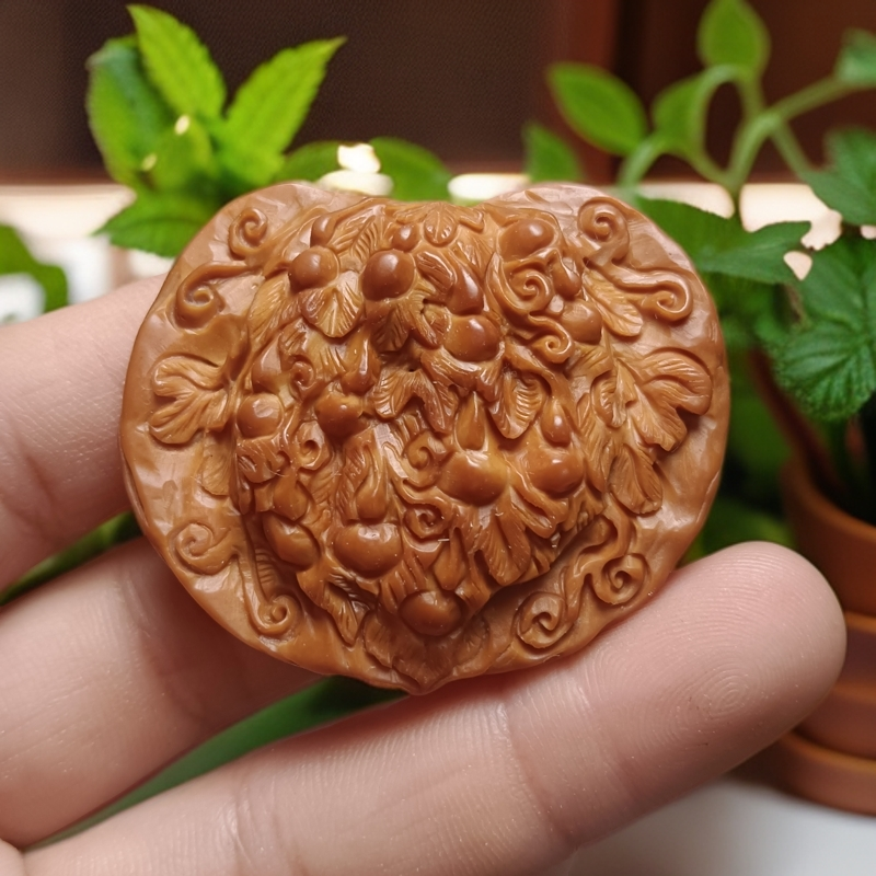 压扁麒麟纹官帽麦穗文玩核桃雕刻福禄万代葫芦手把件