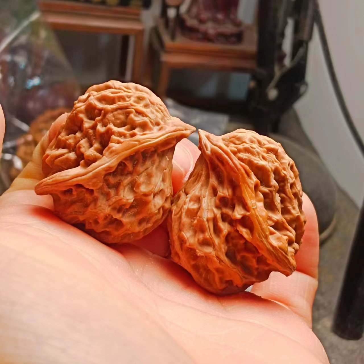 文玩核桃盘山小鸟异型狮子头核桃文玩小众手把件