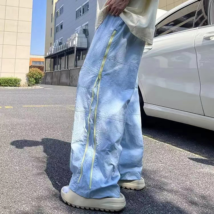 美式速干休闲裤男士夏季薄款2024新款青少年宽松大码直筒痞帅裤子