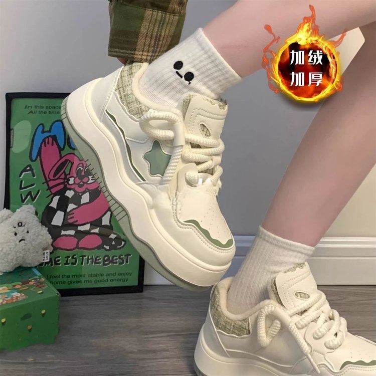 厚底保暖运动鞋网红韩版秋冬小众女时尚日系ins百搭加绒加厚