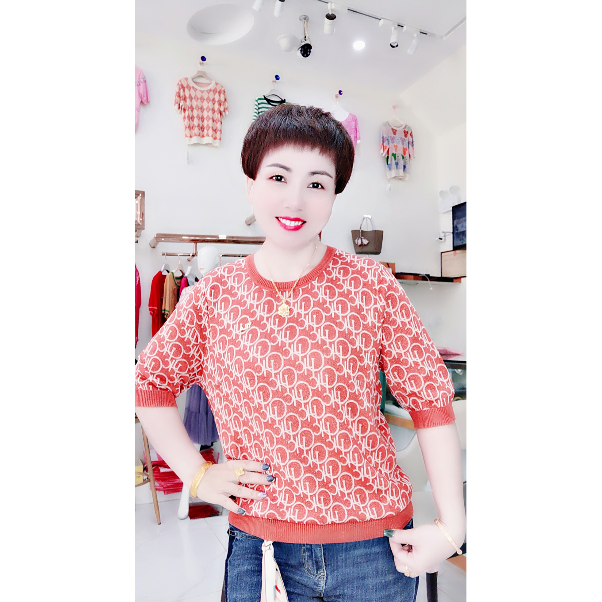 高档靓丽五分袖上衣098