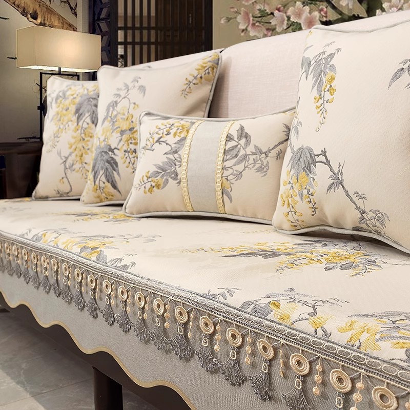 新中式沙发坐垫套全包沙发套定做沙发垫高端防滑沙发套罩定制