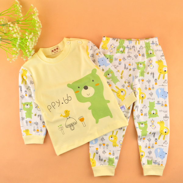 泡泡雨婴儿纯棉内衣套装男女宝宝肩扣秋衣秋裤全棉新生儿衣服睡衣