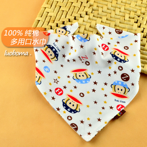 春秋款男女宝宝三角巾婴儿口水巾儿童头巾新生儿围嘴纯棉双层按扣