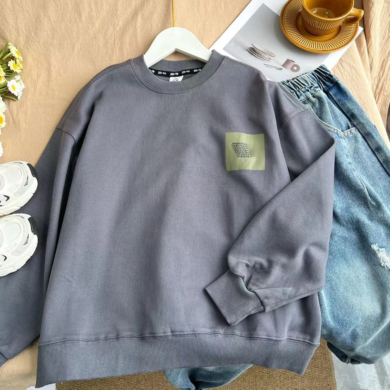 男童2024秋季新款百搭时尚休闲圆领套头卫衣A2680