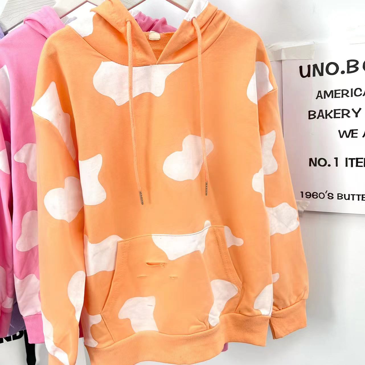 女童2024秋季新款可爱洋气甜酷风帽衫A2742