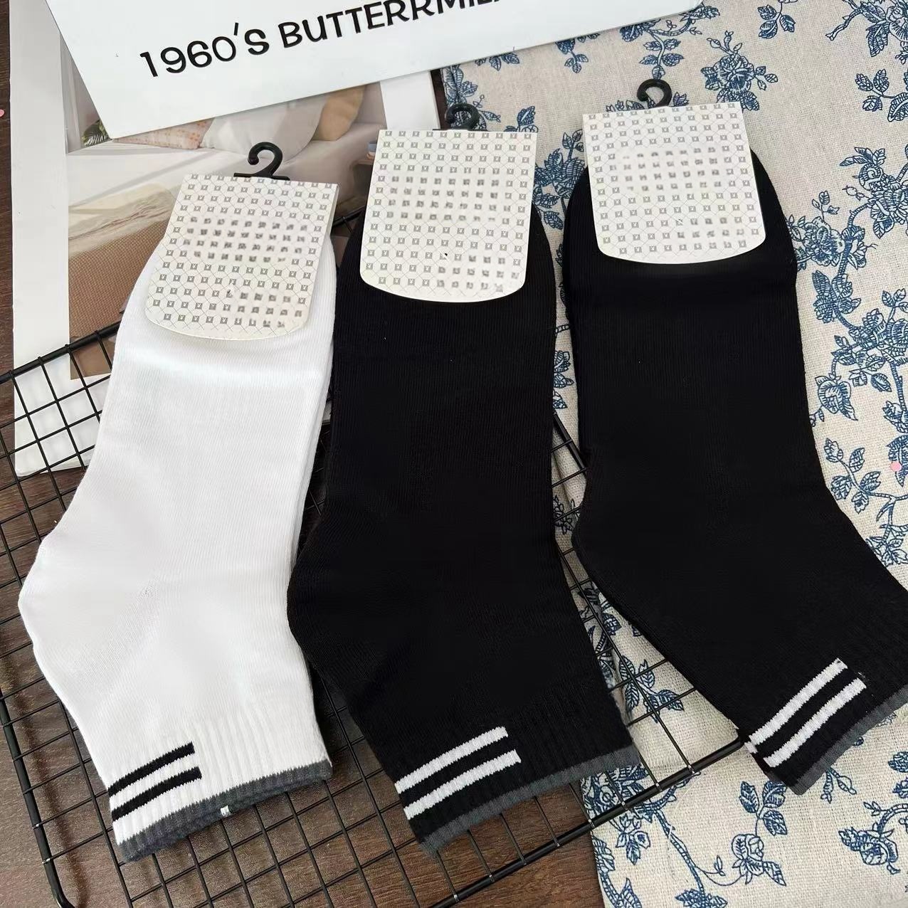 男士新款时尚商务袜亲子(黑白搭配不挑)(一组3双)R2046