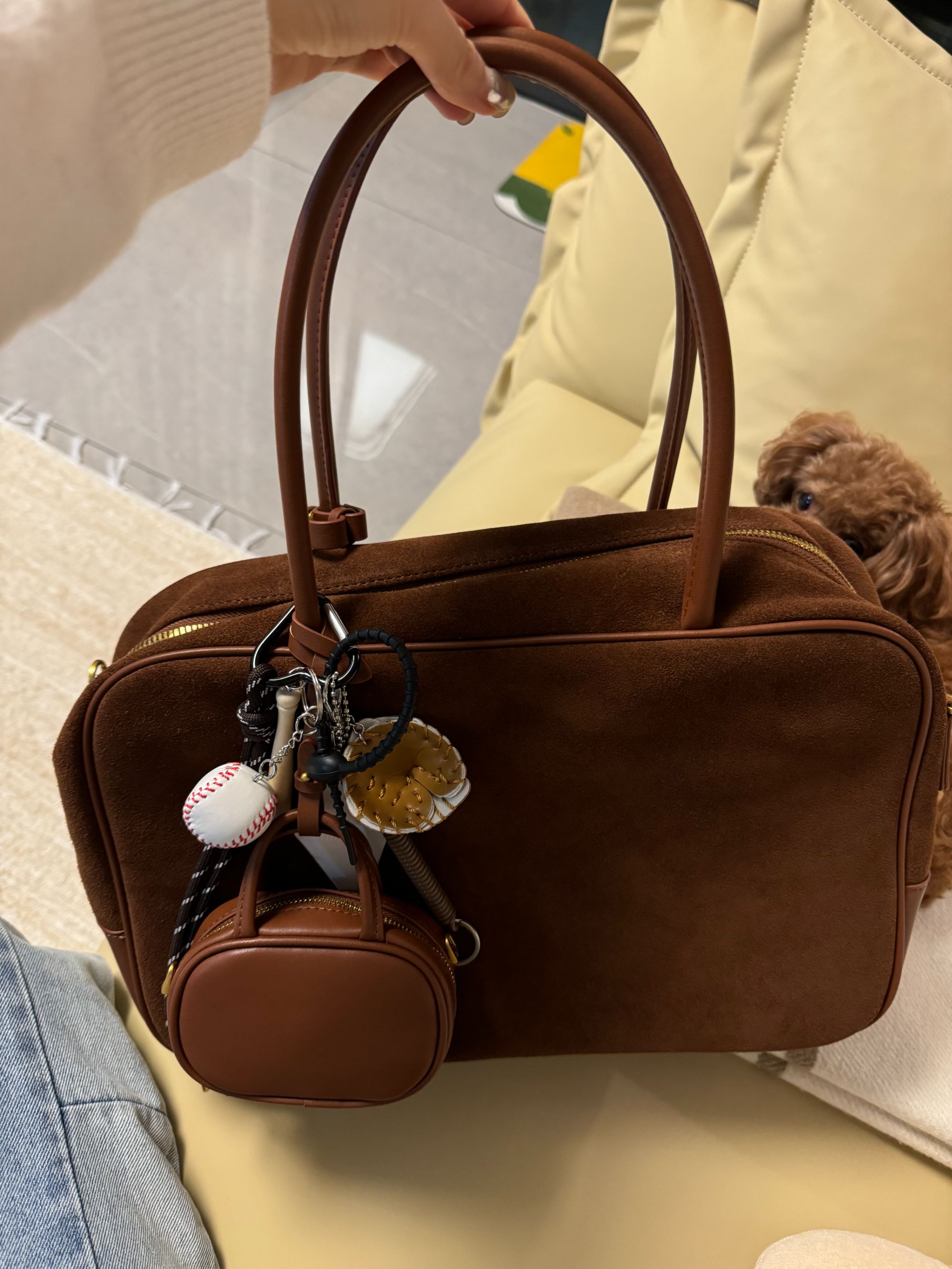 BB2431  牛皮绒面保龄球包