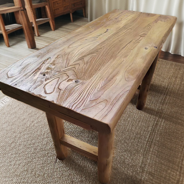 餐桌复古简约桌子门板桌茶几家用装修桌椅风化饭桌做旧榆木茶桌