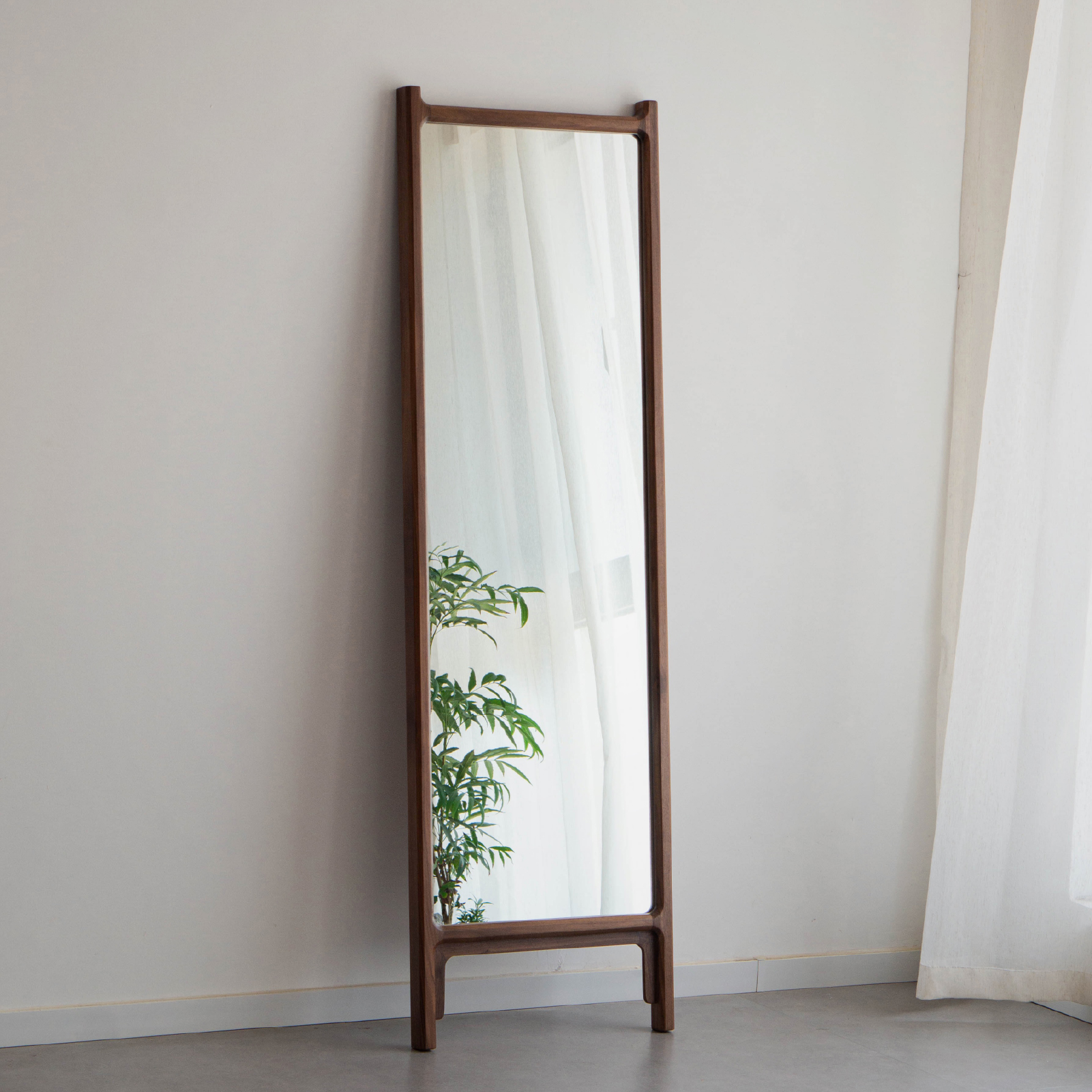 时间连续穿衣镜新中式北美黑胡桃木实木落地试衣镜简约立体全身镜